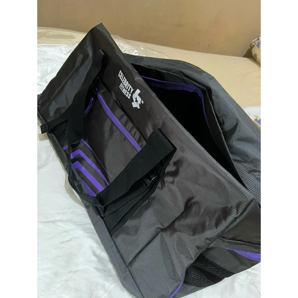 Tas Gym Celebrity Fitness Baru | Duffel Bag Hitam Ungu | Tas Olahraga Travel Sport Bag