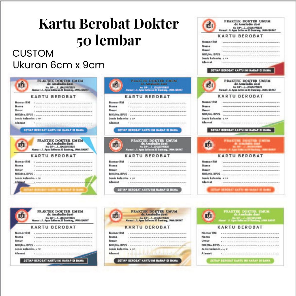 

Kartu Pasien/kartu periksa dokter custom