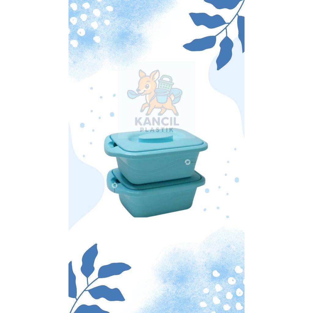 2 PCS LOTUS SQUARE SET WADAH SAJI MAKANANAN SERBAGUNA CALISTA 700ML