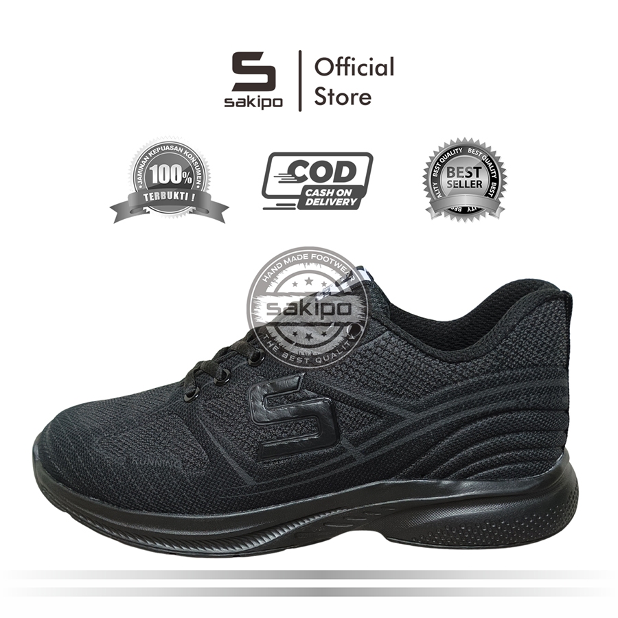 Sepatu Sekolah Hitam Polos SD SMP SMA Sepatu Kuliah Pria Wanita Sepatu Olahraga Sekolah Sakipo