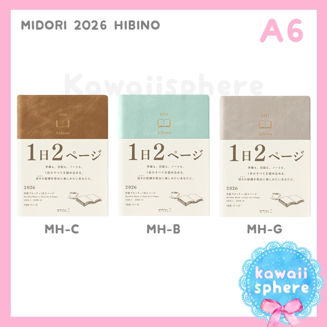 

Midori Hibino 2026 | 1 Day 2 Pages | A6 Size | MD Planner 2026 | Midori 2026 | Preorder Handcarry Japan