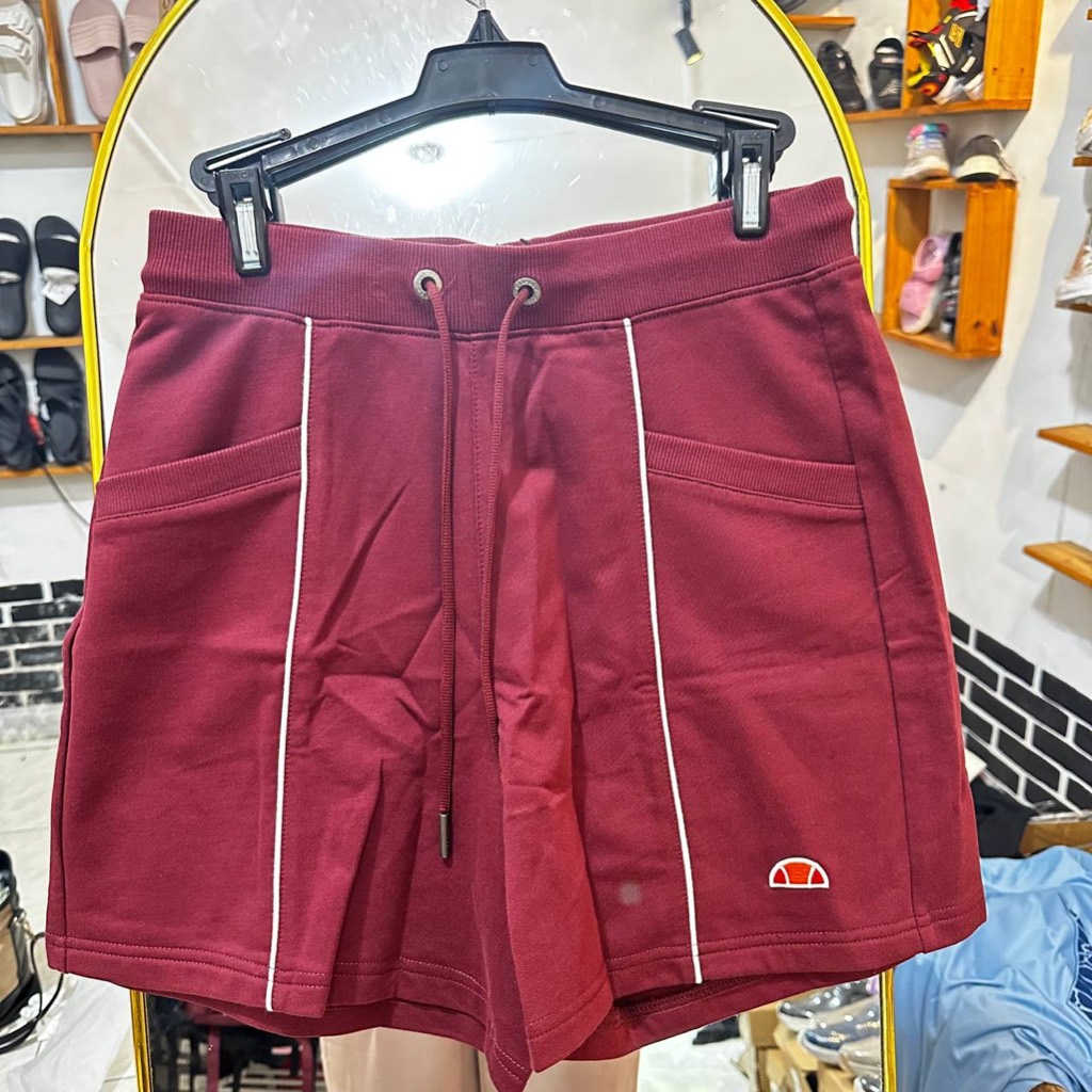 2 VARIASI WARNA ELLESSE CELANA PENDEK PANTS KATUN MAROON DAN CREAM WOMEN WANITA ORIGINAL COD MAROON