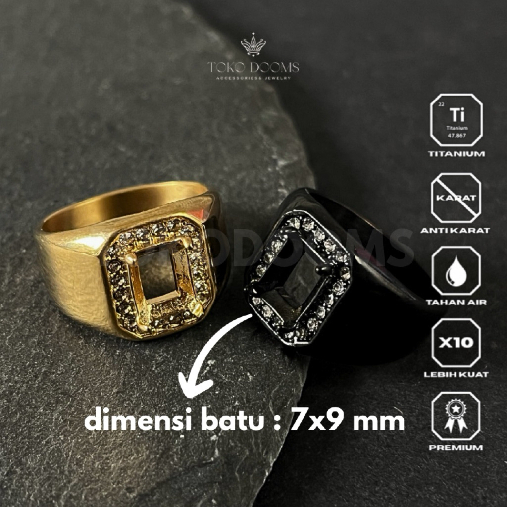 ring cincin emban polos permata [TITANIUM] 7x9 halus super elegan istimewa