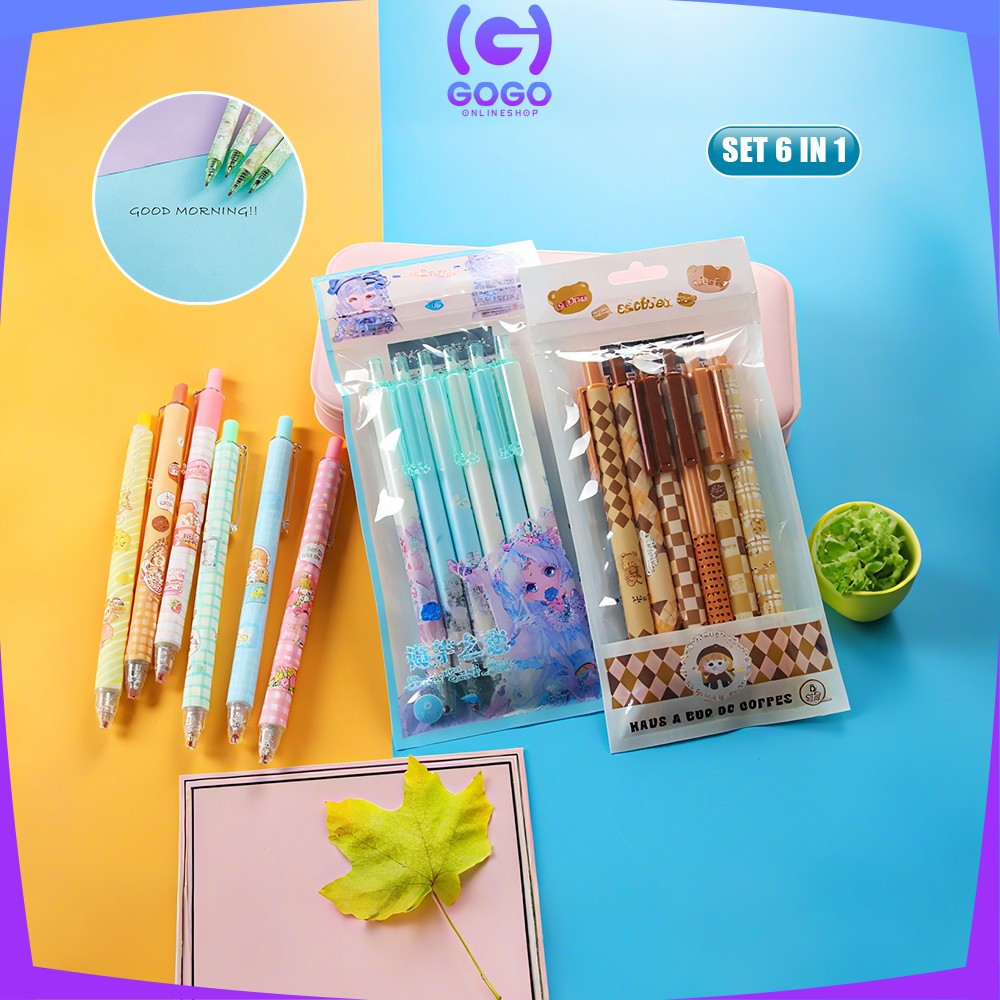 

GOGO-A68 Pulpen Set 6IN1 0.5MM Tinta Bisa di Hapus Motif Karakter Lucu / Eraseble Pen Set Cetek Cetekan Kartun / Pena Mekanik Anak Sekolah / Eraser Pen ST