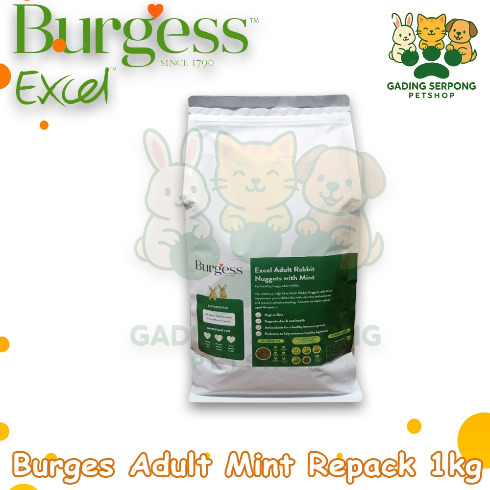 Burgess Excel Adult Mint Repack 1Kg - Makanan Kelinci 1KG