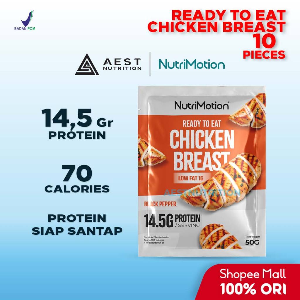 

NutriMotion Ready To Eat Chicken Breast 50 gr 10 Pcs - Dada Ayam Fillet Siap Saji Makan High Protein