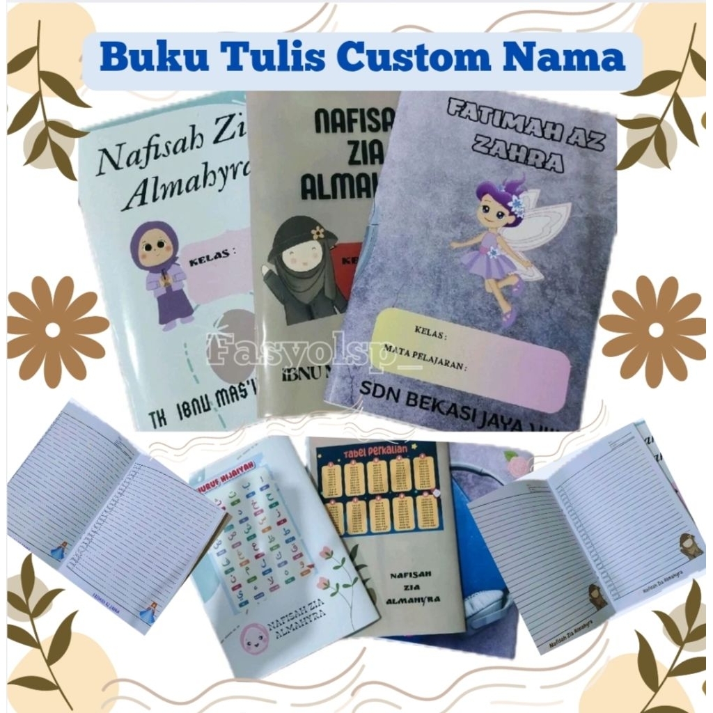 

BUKU TULIS CUSTOM NAMA,KELAS,MAPEL,LATAR ,DSB