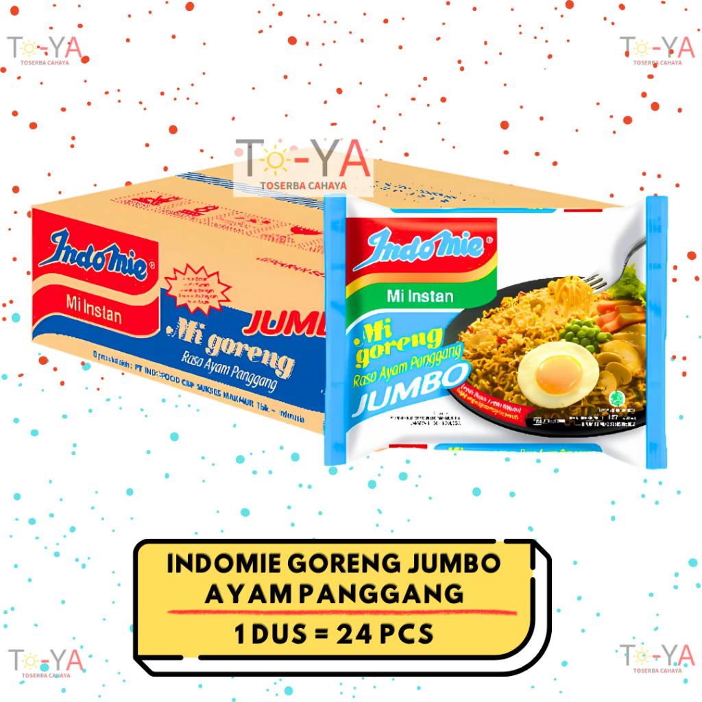 

INDOMIE Mi Goreng Jumbo ORIGINAL AYAM PANGGANG Mie Instan Kemasan Besar - 1 Dus / 24 Pcs
