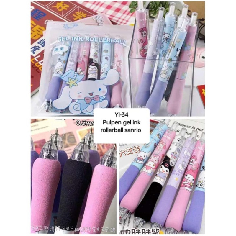 

6 pcs Sanrio Roller Ball/PEN BANTALAN SANRIO/Pulpen Gel sanrio Chinamoroll 1set isi 6pcs Kemasan pack cocok buat Set kado anak-anak atau souvenir