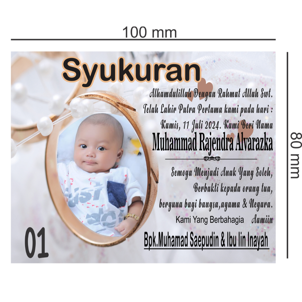 

KARTU TASYAKUR ANAK LAHIRAN/KARTU UCAPAN SYUKUR/KARTU AQIQAH