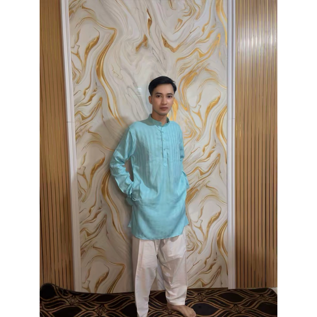 BAJU INDIA PRIA KURTA ONE SET BLUE SKY