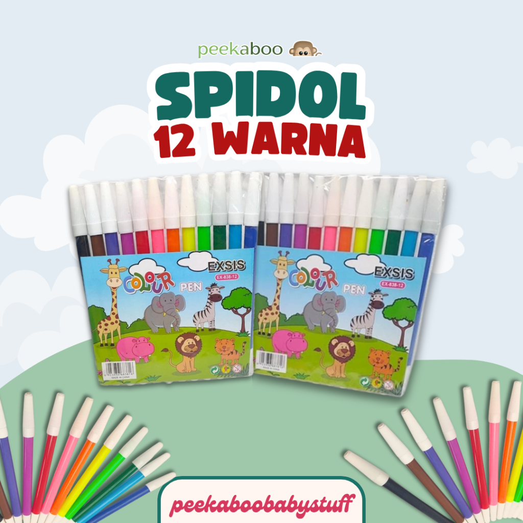 

(COD) SPIDOL 1 PACK 12 WARNA WARNI EXSIS