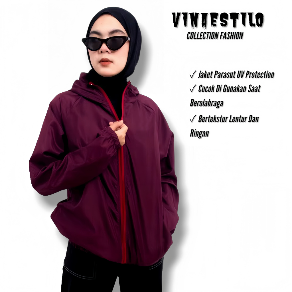 VINAESTILO - TERMURAH Jaket Parasut Polos Pria Wanita Jaket Parasut Running Hiking Camping Climbing 