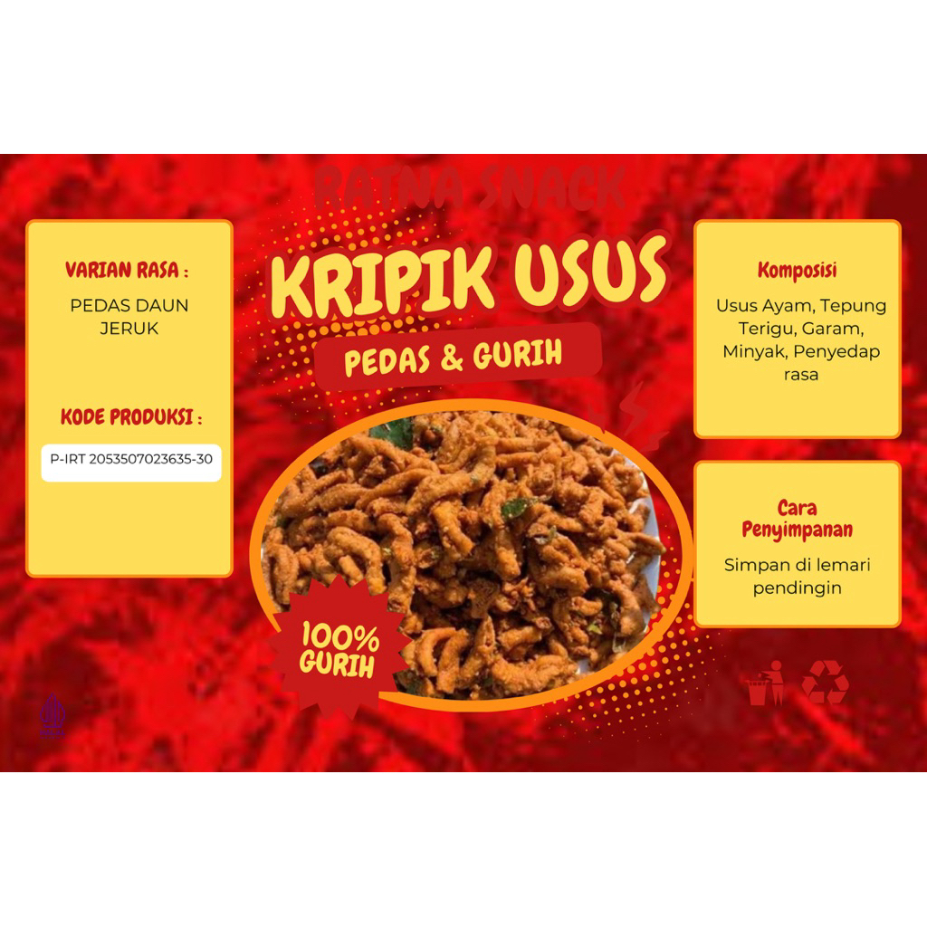 

KRIPIK USUS BESAR PEDAS DAUN JERUK Ratna Snack Renyah Gurih Cemilan Pedas Termurah Terenak se indonesia