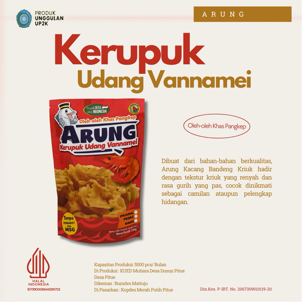 

Kerupuk Udang Vannamei ARUNG Khas Pangkep