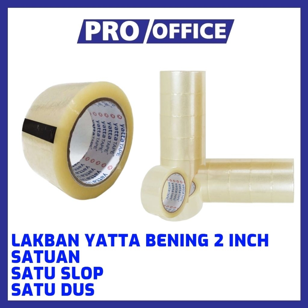 

ProOffice - Lakban Yatta 2 Inch Bening – Satuan / 1 Slop, Lakban Packing & Perekat Serbaguna