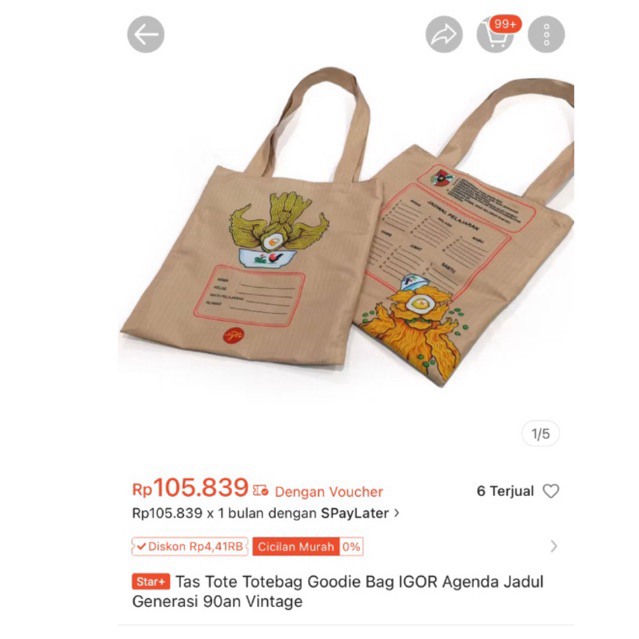 PL-Tas Tote Totebag Goodie Bag IGOR Agenda Jadul Generasi 90an Vintage totebag unik