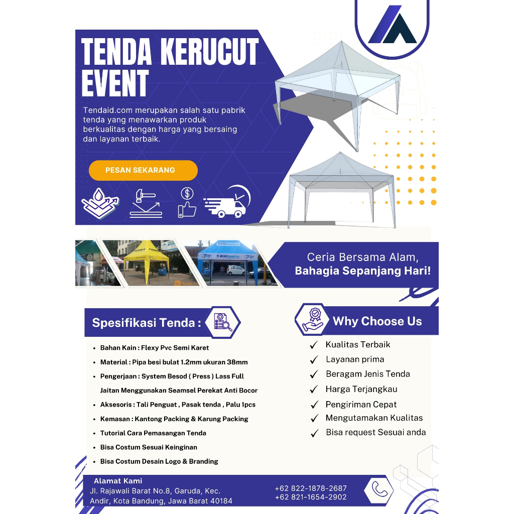 Tenda Event & Tenda Pameran | Tenda Kerucut 3x3 / 4x4 / 5x5 / 6x6 Meter | Tenda Promosi & Dagang