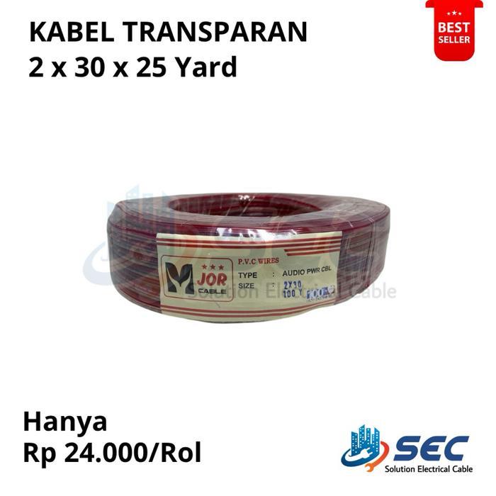 Kabel Serabut Transparan 2x30x25 Yard | Kabel Audio Transparan 2x30x25 Bobin Cable Transparan