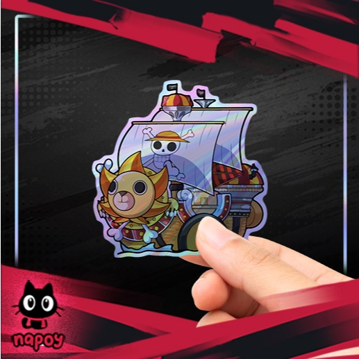 

Stiker Hologram Anime One Piece Thousand Sunny Chibi