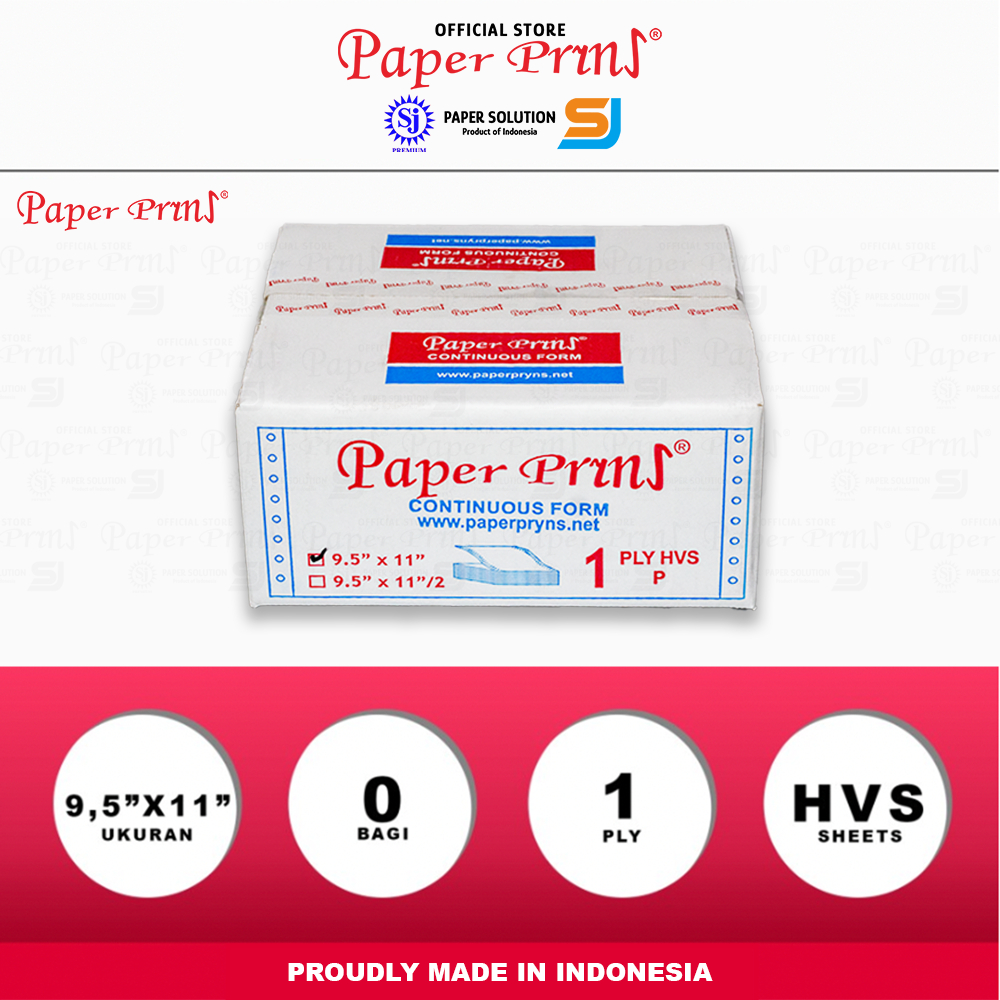 

Kertas Continuous Form 1PLY Paperpryns HVS 9,5" x 11