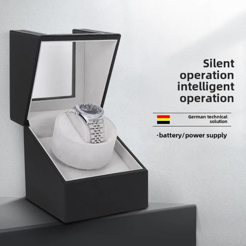 Watch Winder Pemutar Jam Tangan Otomatis 1 Slot Dual Power 13cm - IG-160 - Black/Gray