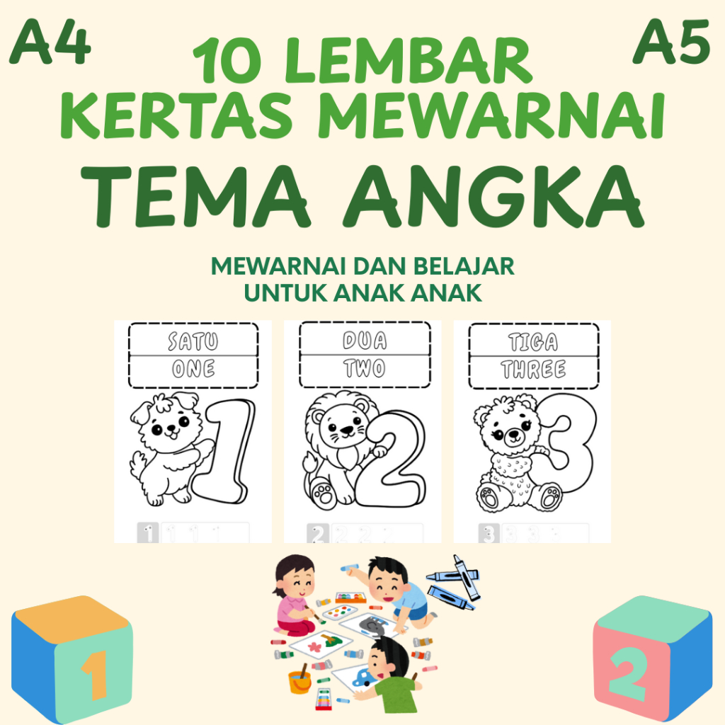 

10 LEMBAR KERTAS MEWARNAI TEMA ANGKA UNTUK ANAK ANAK