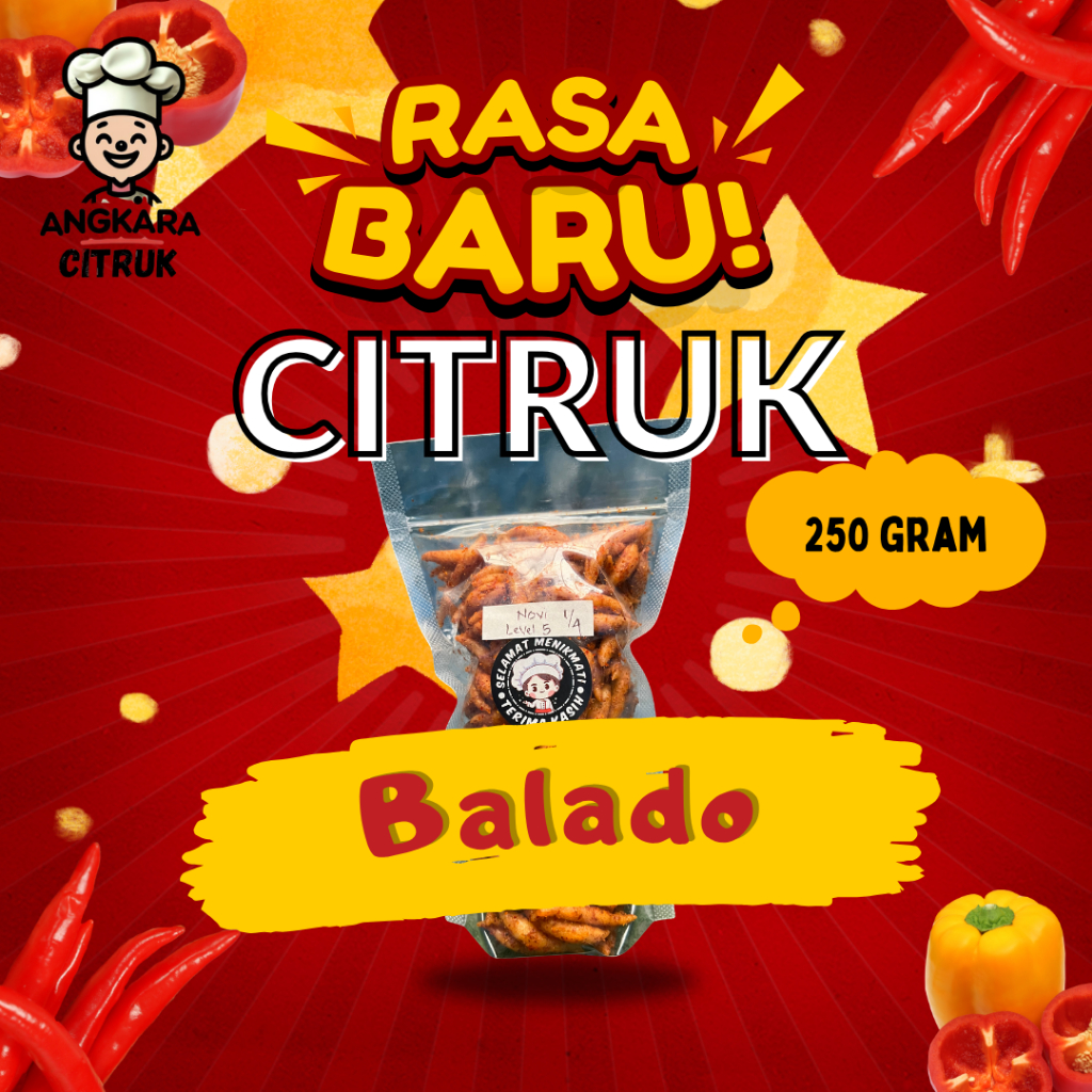 

Citruk pedas rasa Balado 250 gram renyah dan gurih by Angkara