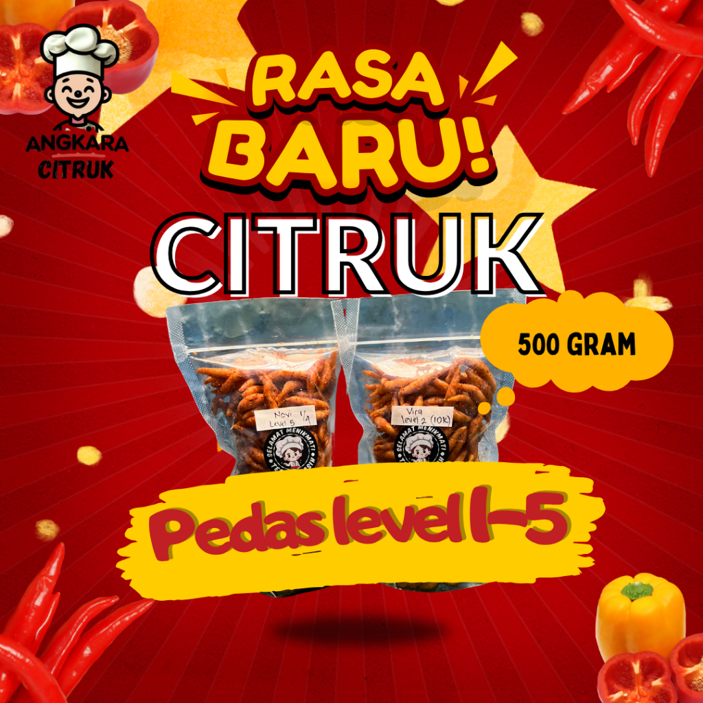 

Citruk pedas level 1 sampai 5 500 gram renyah dan gurih by angkara