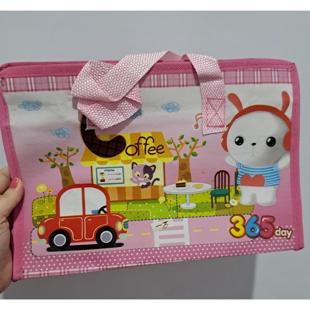 

Tas Spundbond tenteng resleting tas ulang tahun tas les anak tas serbaguna - Goodie bag