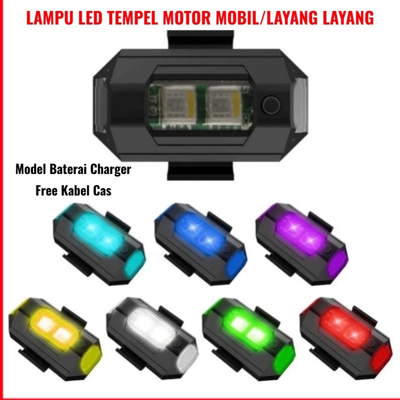 WF Lampu LED Kedip Pesawat RGB LED Aircraft Plane 7 Warna Lampu Layang Layang Lampu Sepeda Charger