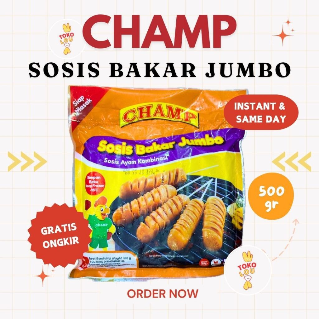 

CHAMP SOSIS BAKAR JUMBO 500GR ISI 7 | SOSIS BAKAR