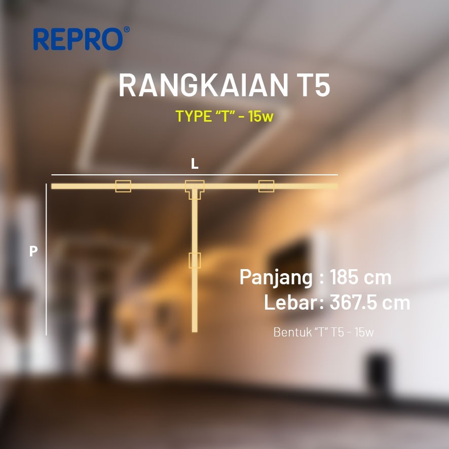 REPRO Rangkaian Lampu LED T5 Bentuk T All in Connector Lampu Adaptor Kabel