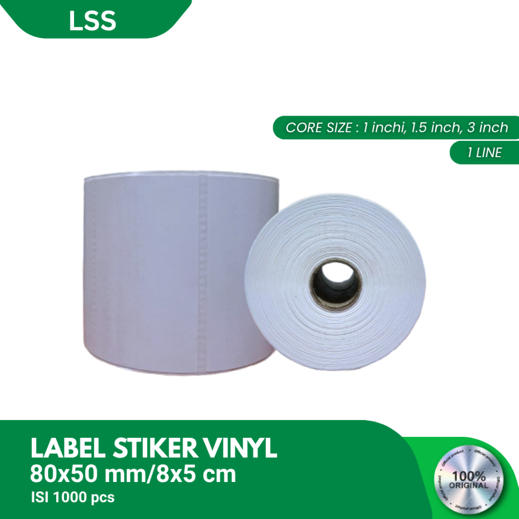 

Label Barcode Vinyl 80X50 mm isi 1000 pcs