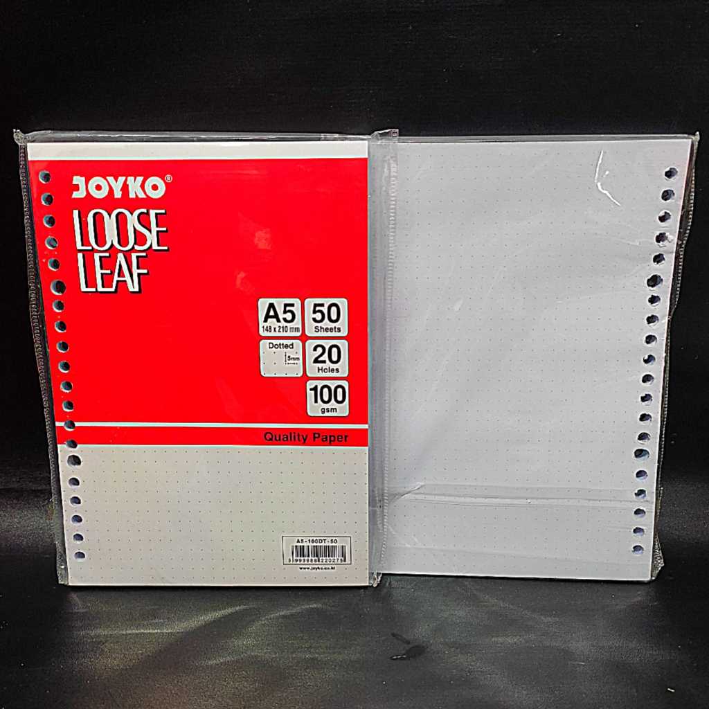 

KERTAS REFILL, ISI FILE, ISI BINDER, LOOSE LEAF DOTTED 50 DT A5 JOYKO
