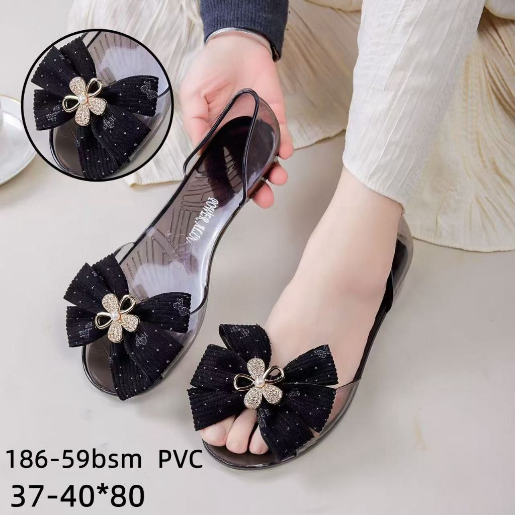 Sepatu Wanita Terbaru/Sepatu Flat Shoes Jelly Alina 186-39/Sepatu Bening Karet Kekinian