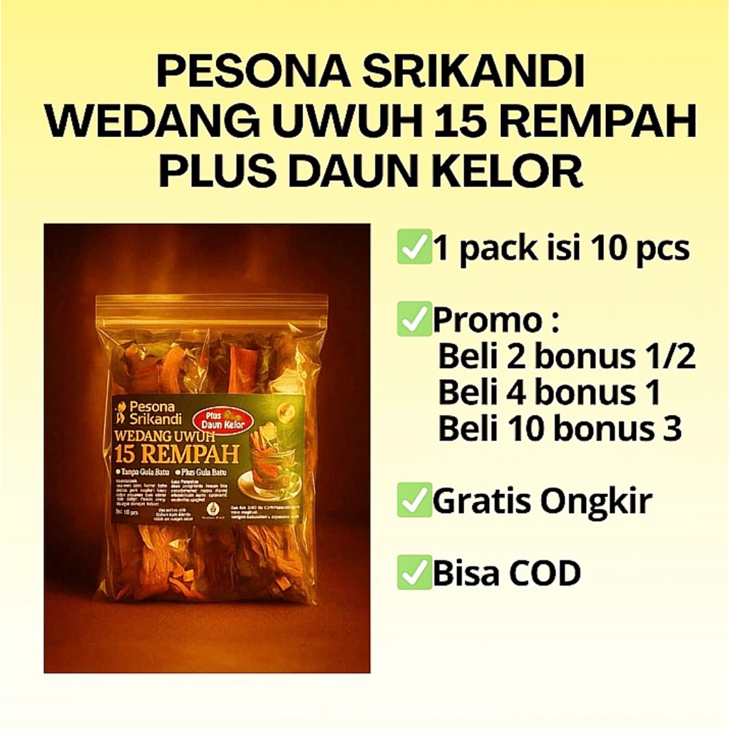 

Paket 10 Pcs Wedang Uwuh 15 Rempah Plus Daun Kelor Pesona Srikandi