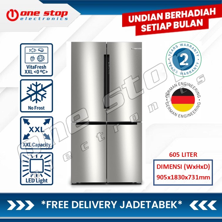 BOSCH KFN96APEAG Kulkas French Door Freezer Bawah Multi Pintu 605L