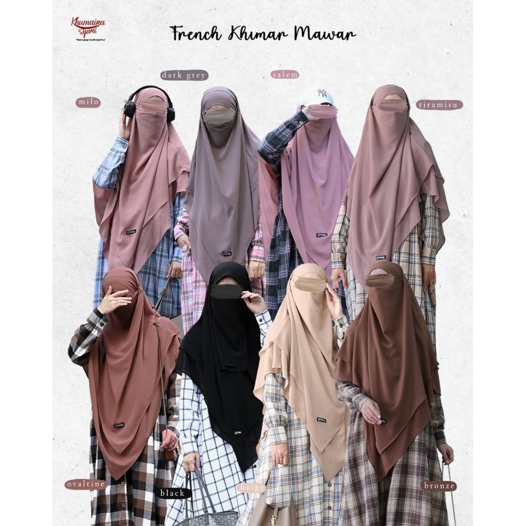 French khimar mawar instan by khumaira syar'i| french khimar instan| french khimar daily