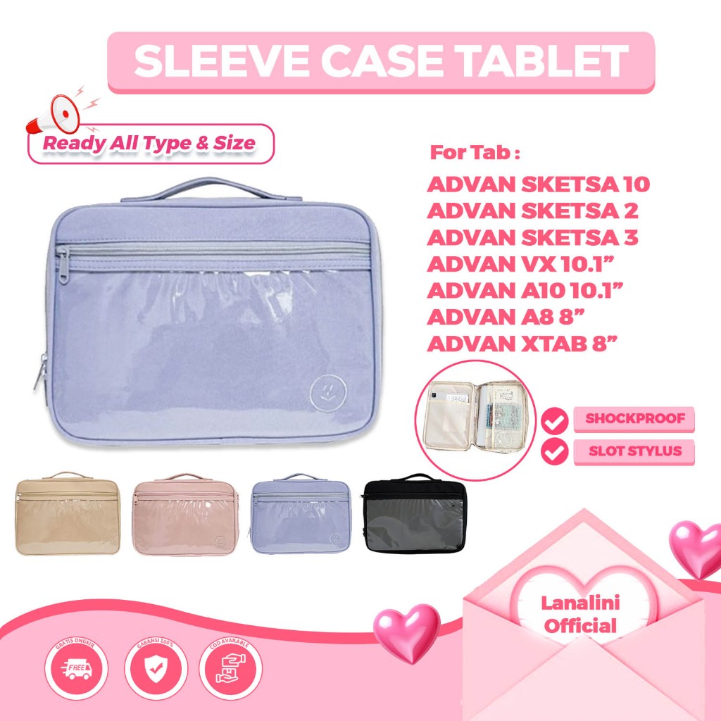 Tas Casing Advan Tab Sketsa 3 2 1 A10 A8 Xtab VX Belajar Plus Elite 7 X7 Pro 10.1 Inch 10 11 inch Sl