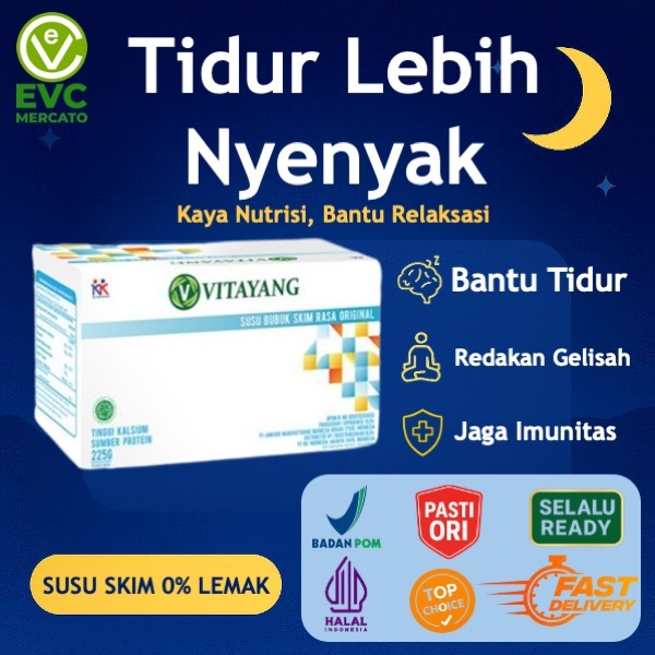 

Vitayang Susu Skim Colostrum Bubuk 15 Sachet – Bantu Tidur Nyenyak, Redakan Gelisah, Tingkatkan Relaksasi, Rendah Lemak, Probiotik, Omega 3, Tinggi Kalsium, Halal BPOM – Minuman Sehat untuk Imun Kuat & Kesehatan Tubuh
