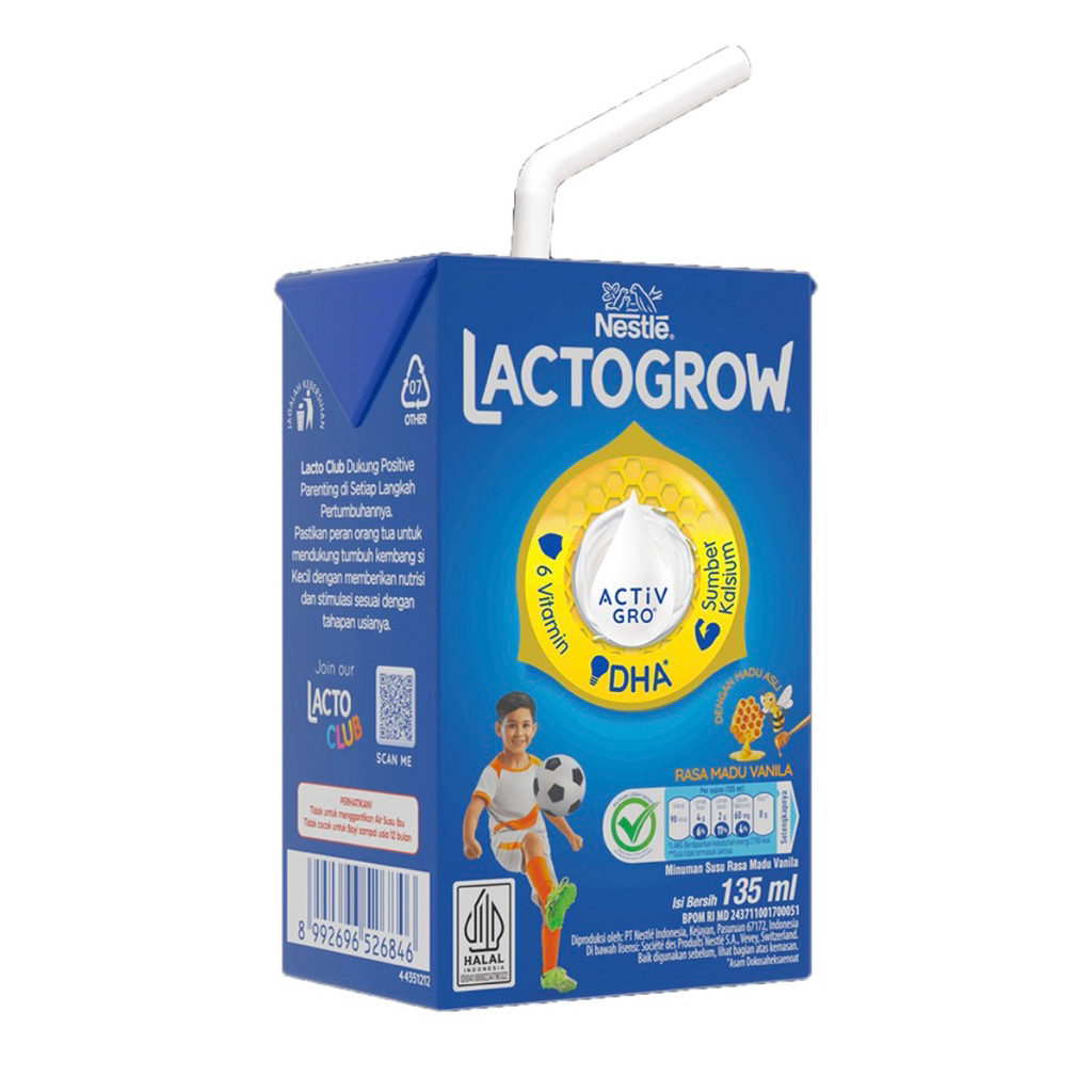 

Lactogrow Susu UHT Madu Vanila Kotak 135 ml