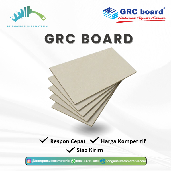 GRC Board 8mm x 1220mm x 2440mm Original - Kerangka Papan Semen Partisi Dinding Luar Tahan Air