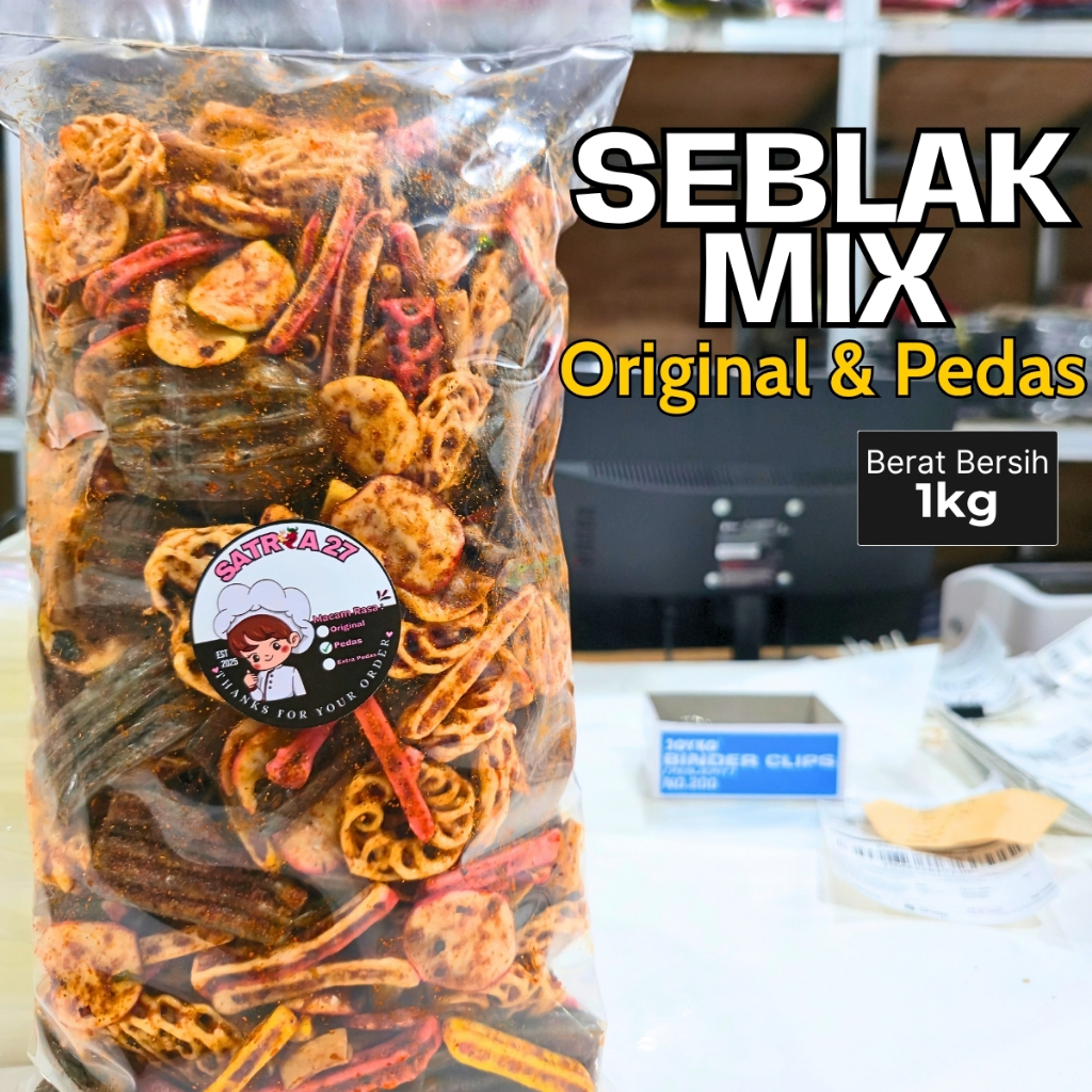 

kerupuk seblak campur/ Aneka seblak mix pedas cikruh Daun jeruk 1kilo