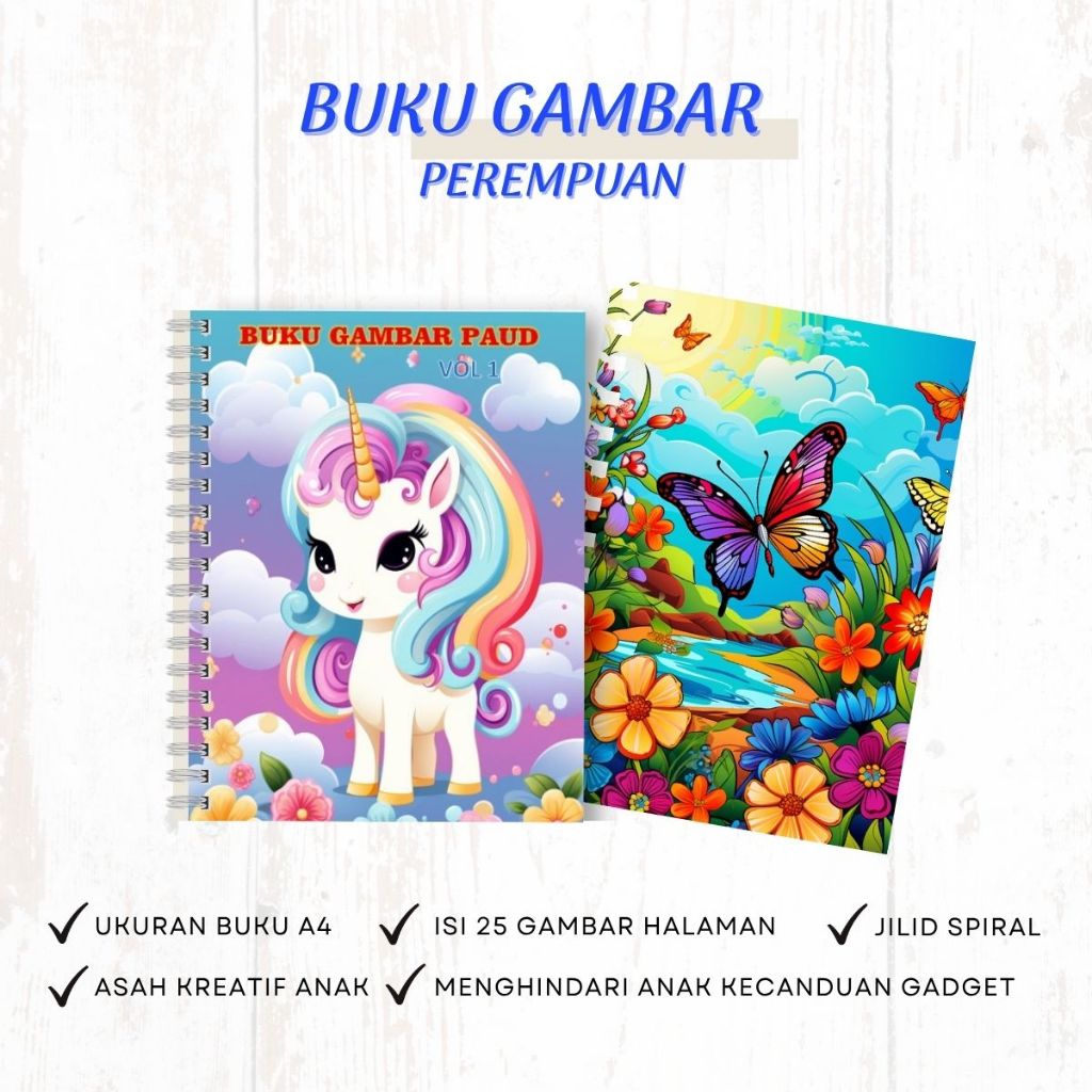 

BUKU GAMBAR LATIHAN ANAK A4 (perempuan) - asah kreatif anak & latihan motorik halus anak