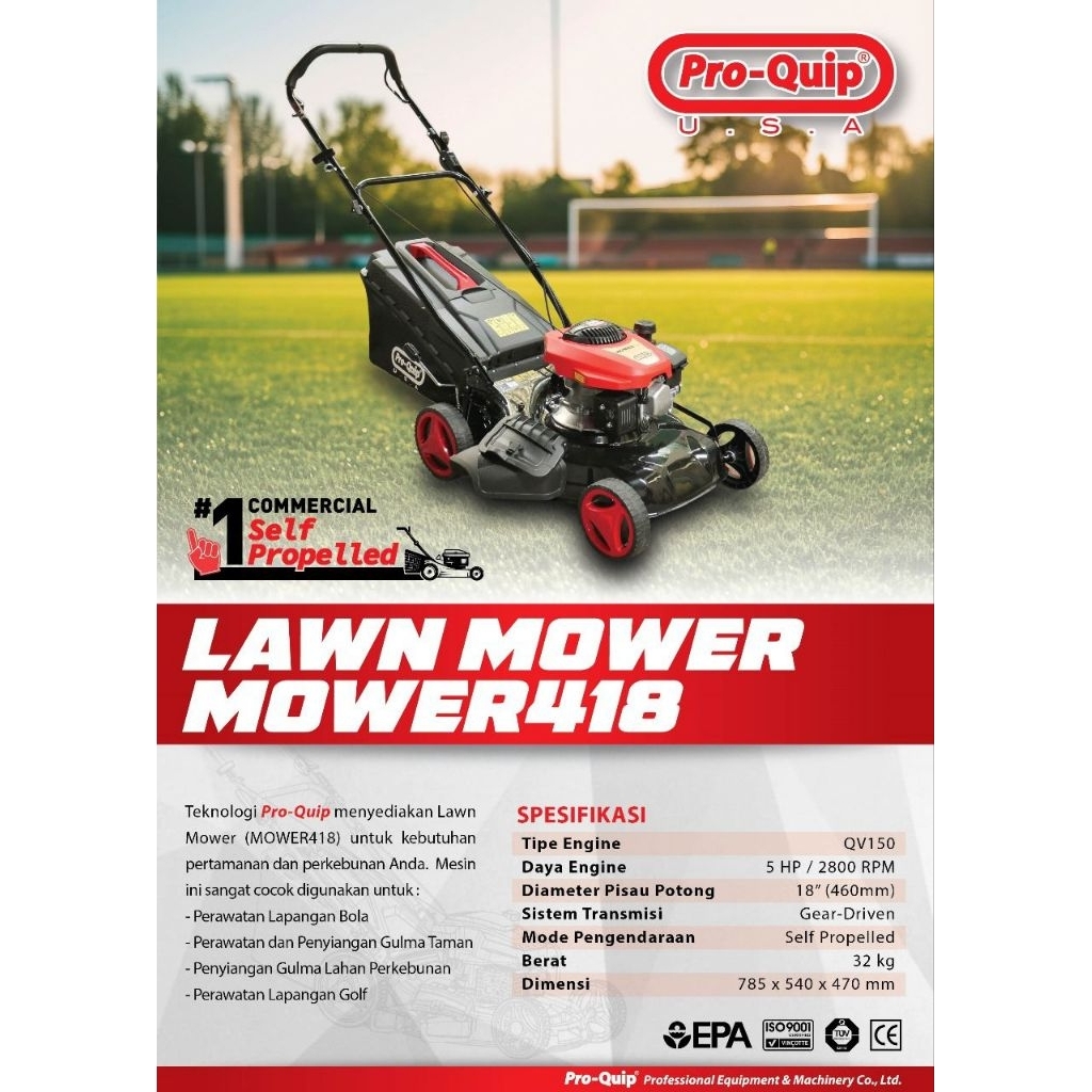 Mower418 - Mesin Pemotong rumput Dorong Untuk lapangan bola Pro quip