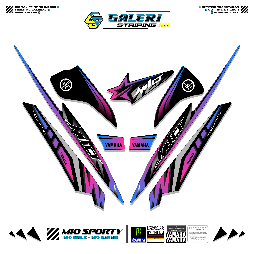 STRIPING MIO SPORTY MOTIF 8 STIKER MOTOR MIO SMILE GARNIS SPORTY STICKER YAMAHA MIO VARIASI SIMPLE