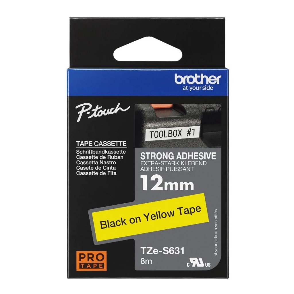 

Brother Label Tape Tze-S631 12mm Black On Yellow