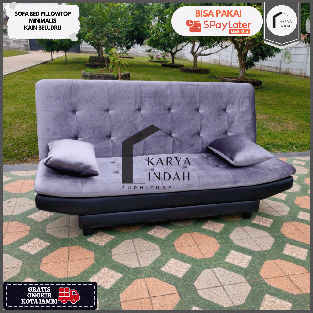 Sofa Bed PILLOWTOP Minimalis Kain Beludru