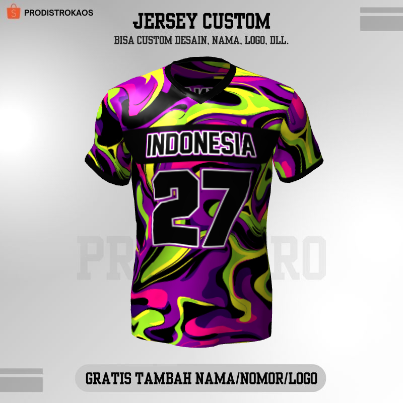 Kaos Jersey Olahraga Badminton Pingpong Lari Volly dll - Jersey Futsal Retro Vintage Hitam Ungu Oran